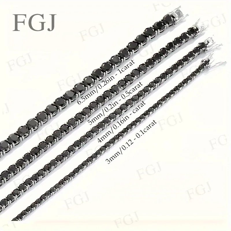 

925 Sterling Silver Moissanite Bracelet Black Color VVS1 Hip-Hop Diamond Tennis Necklaces for Women Man Wholesale Price Charms
