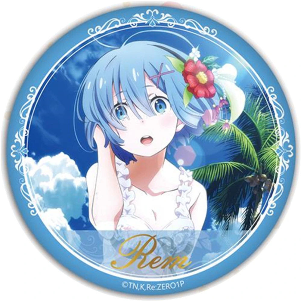 58mm Anime Re:ZERO Starting Life in Another World Emilia Rem Ram Beatrice Cosplay COSTUME Badge Pin SPTE Tinplate Brooch﻿ Prop