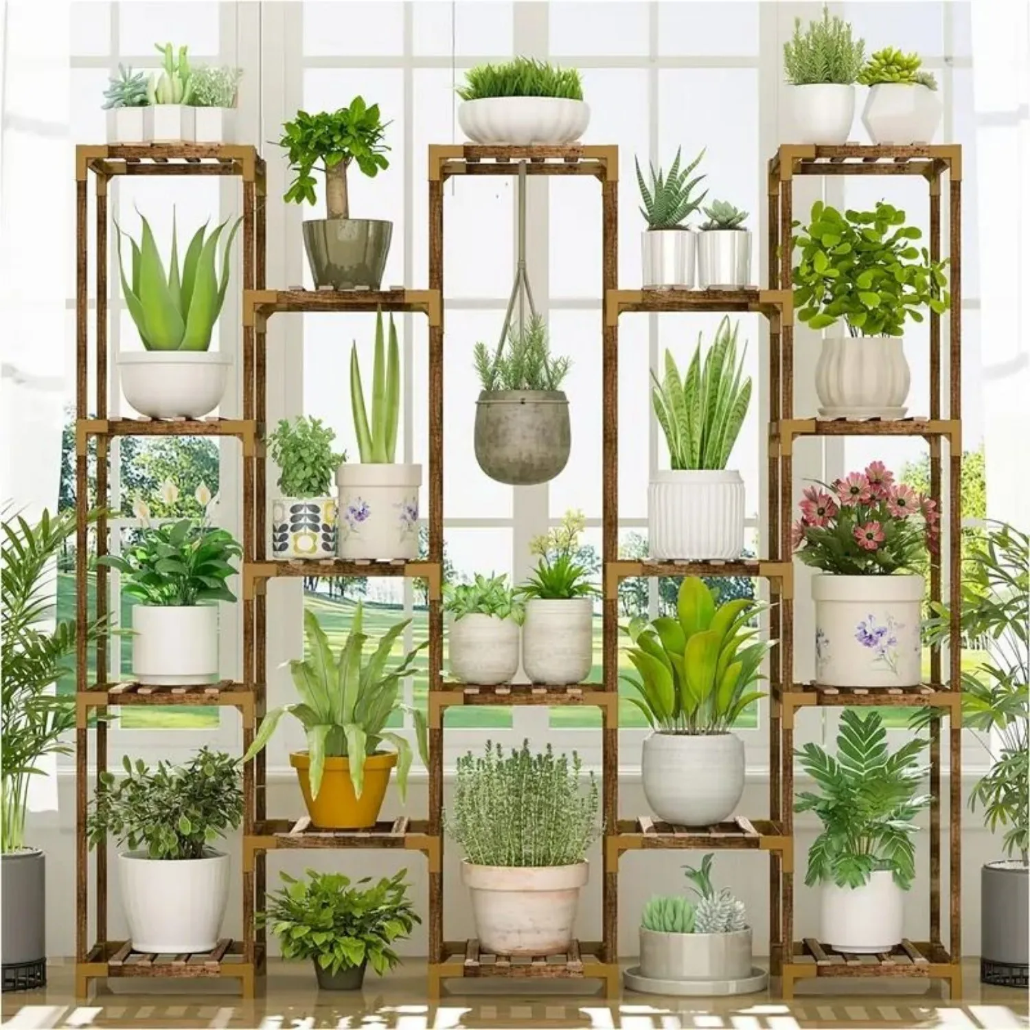 

17-Tier Large Wooden Plant Stand - Spacious Indoor/Outdoor Plant Rack for Pots, Succulents & Greenery