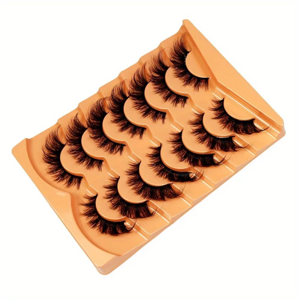42pairs/6Pack Cat Eye Eyelashes 3D Natural False Lashes 5D Fluffy Soft Cross Manga Lashes Wispy Natural Eyelash Extension Makeup