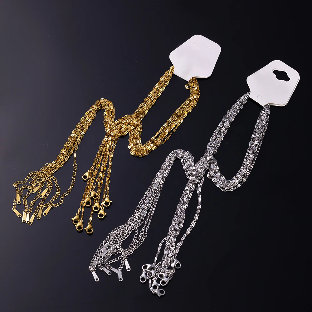 10 stücke Edelstahl Link Halsketten Mode Schmuck Einstellbare Ketten DIY Handgemachte Handwerk Komponenten Für Frauen Männer Zubehör – Detail 4