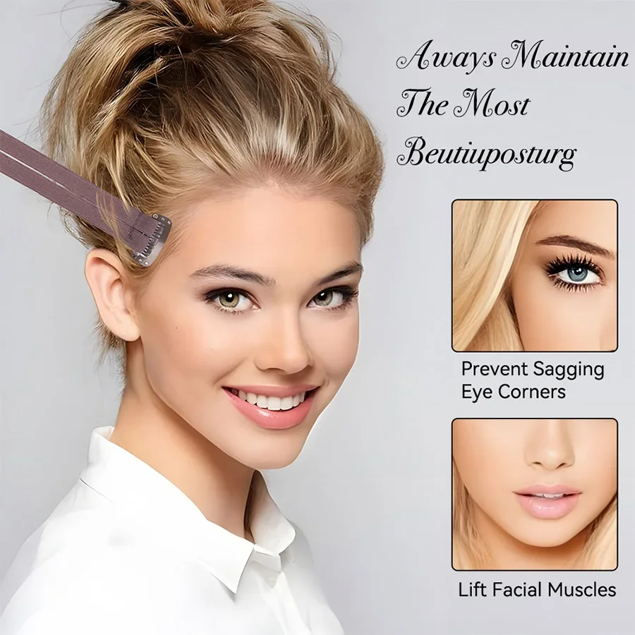 Face Lifting Bands With Clips Adjustable Elastic Tape Instant Face Lift Belt With Hair Clip For Face Eye Eyebrow Wrinkles Remove