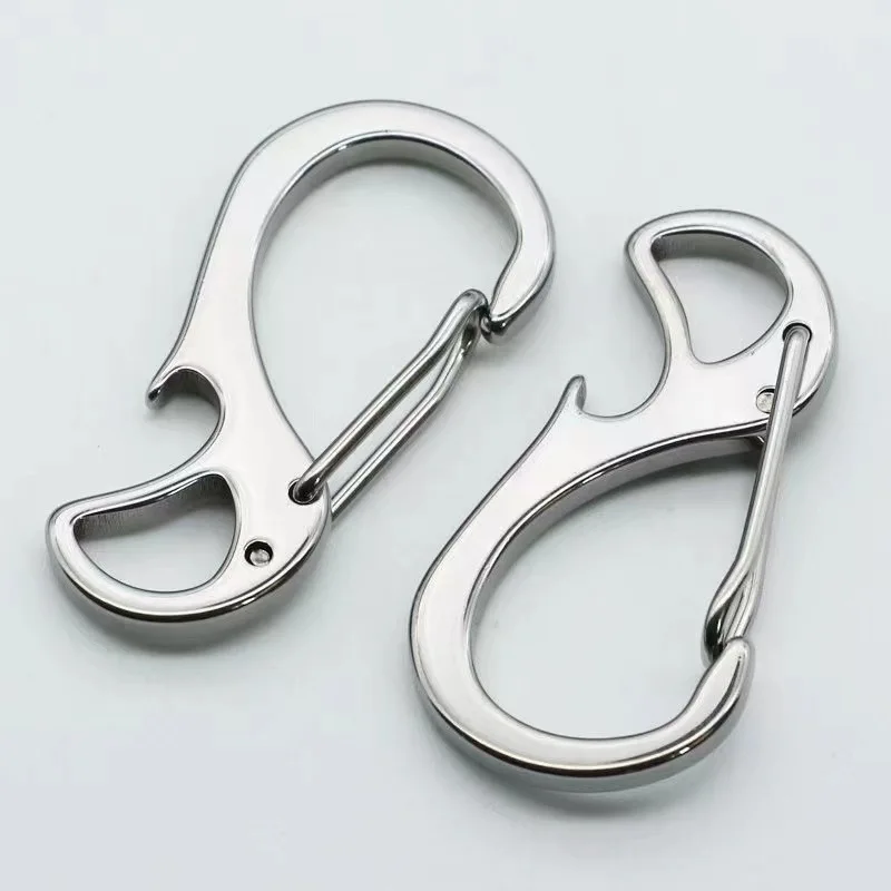 2 Stück 304 Edelstahl Mini-Karabiner Flaschenöffner Gürtelschnalle Schlüsselanhänger Rucksack Camping Wandern Zubehör – Detail 3