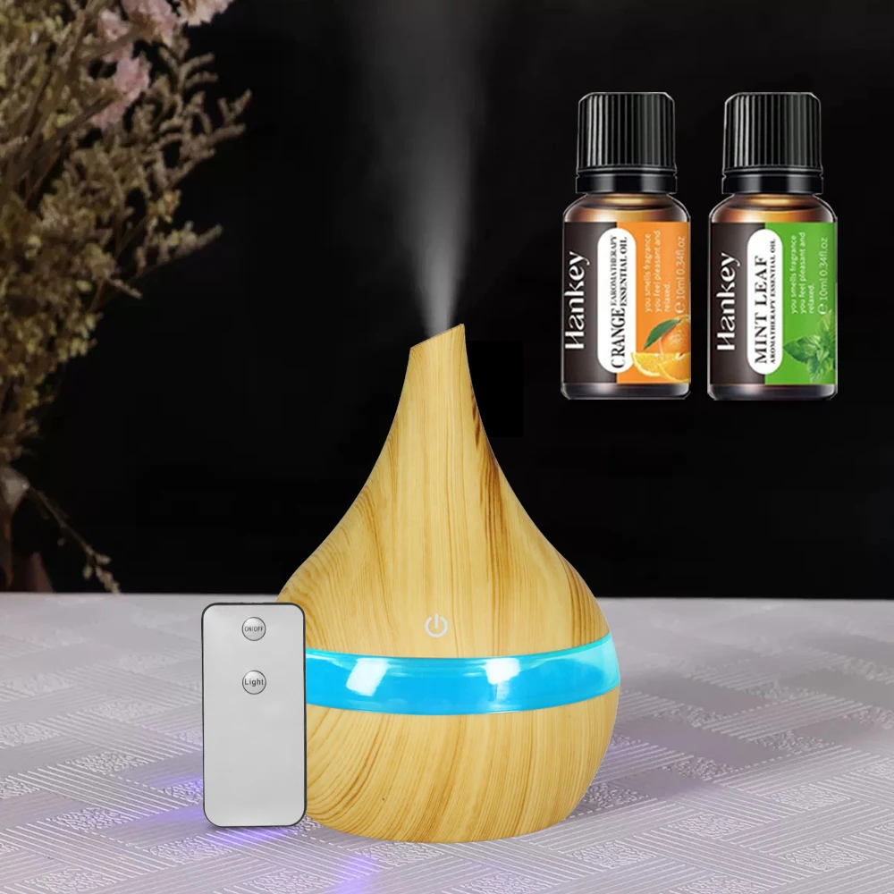

Ultra Quiet Diffuser 300ml USB Desktop Humidifier with 2 Oils, Remote Control 7-Color Night Light for Dry Air Relief In Room