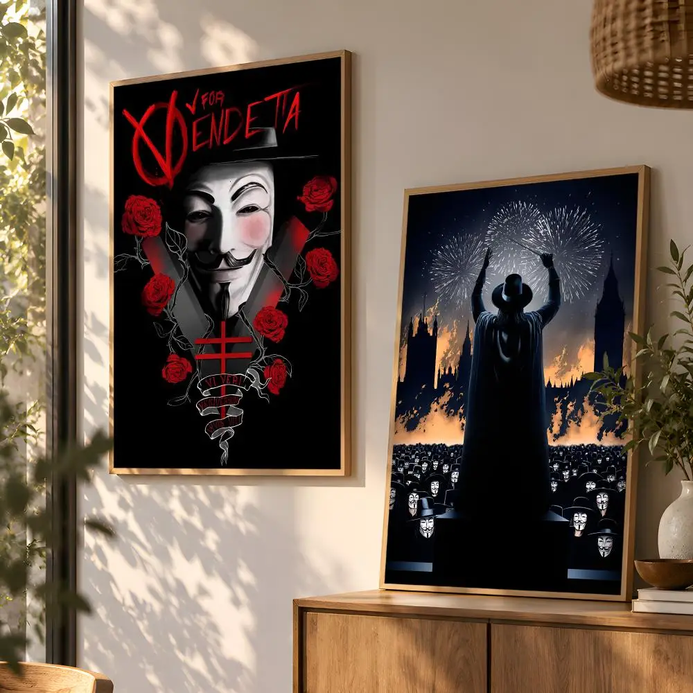 Classic Thriller Movie V For V-Vendetta Poster Wall Art Home Decor Living Room Bedroom Office Dorm Apartment Gift