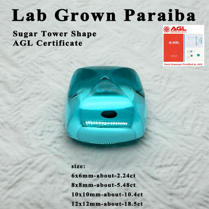 

Lab Grown Paraiba Sugar Tower Shape Neon Blue Color for DIY Jewelry Making Inlay Ring Necklace Selectable AGL Certificate