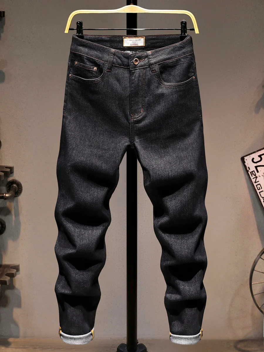 

Мужские джинсы Slim Fit Nine-Tenths: модные, тонкие, прямые брюки из хлопкового стрейч-денима, молодежные, современные, стильные