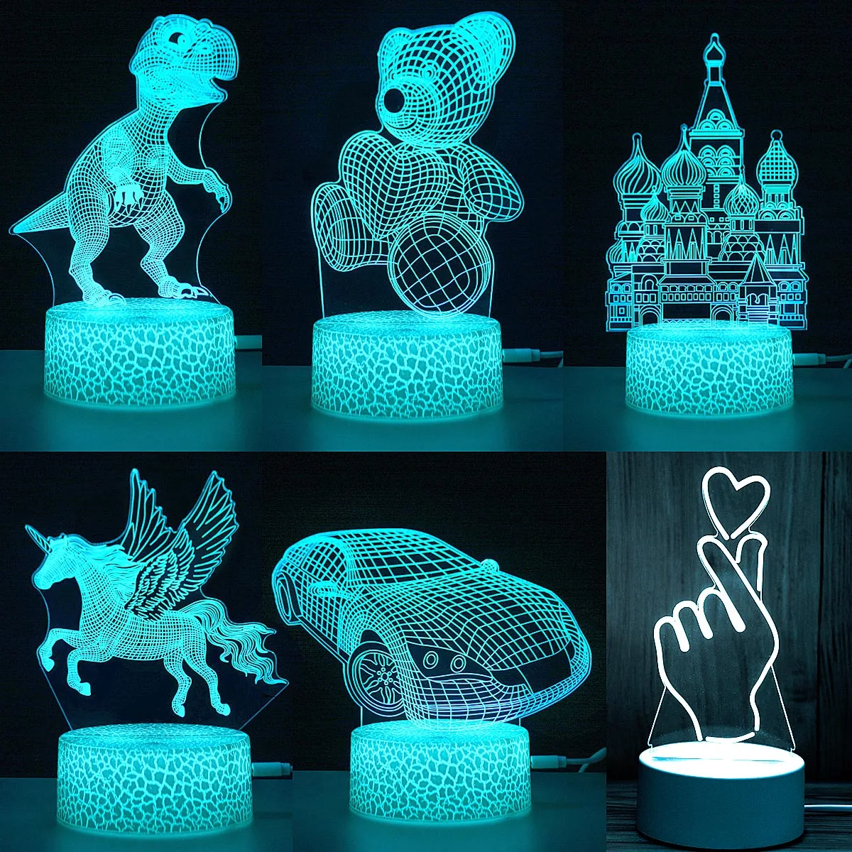 3D Lamp Acrylic LED Night Lights Christmas Party Decoration Night Light for Home Bedroom Decor New Year Wedding Neon Lamp USB