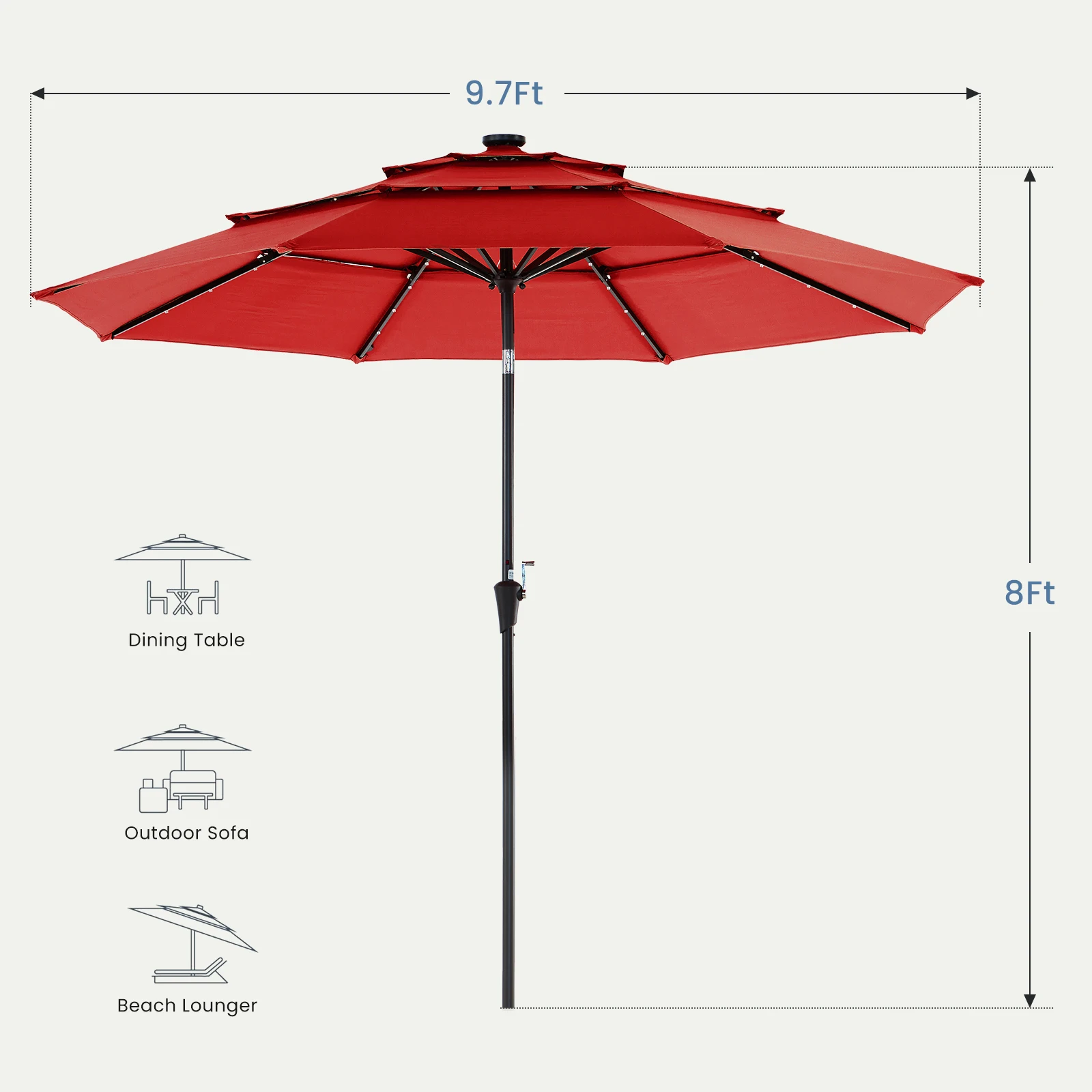 Wide coverage patio umbrella canopy