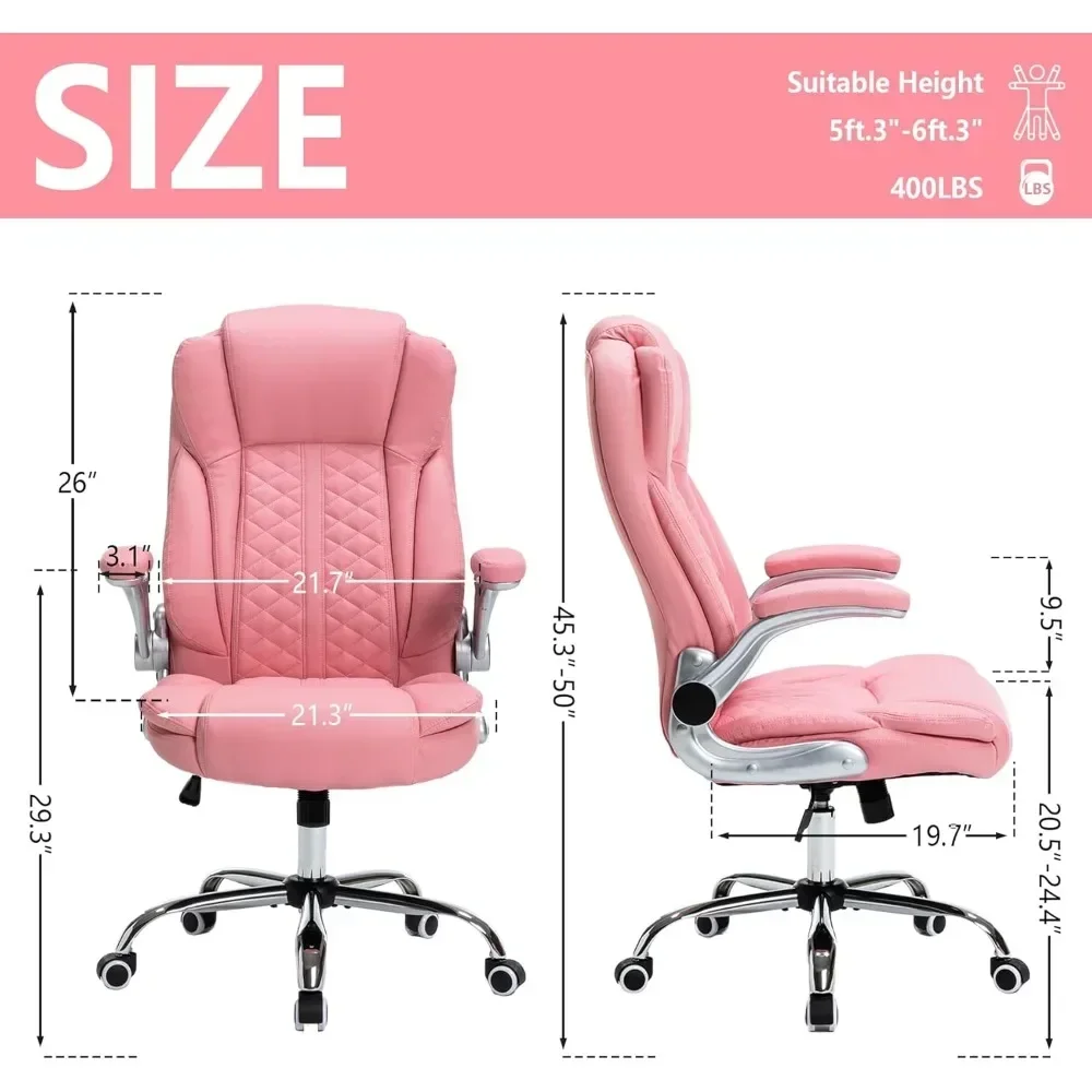 Ergonomic Office Chair Executive Office Chair with Flip Up Armrests Breathable PU Leather Computer Chairs