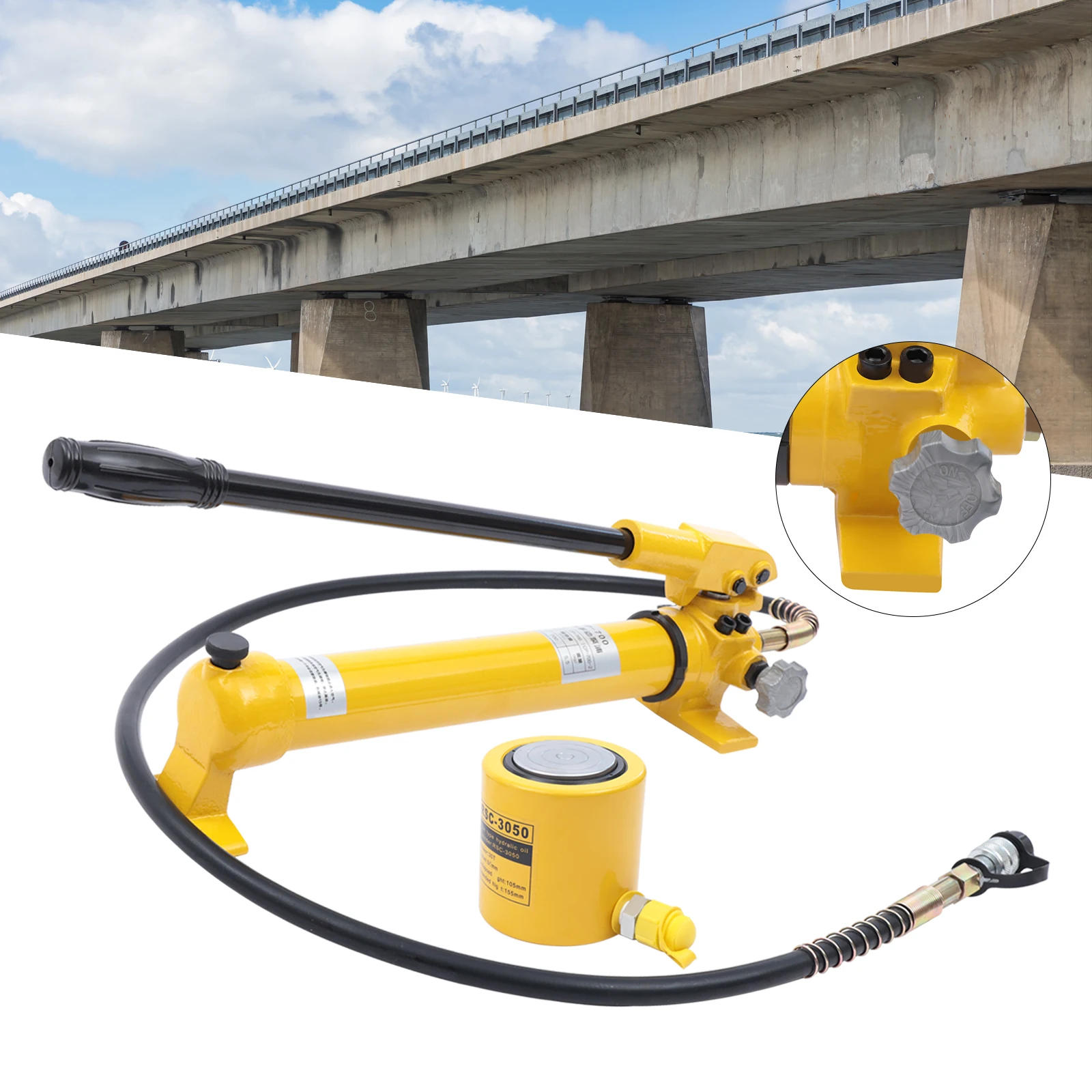 30T Hydraulic Jack Power Ram Kit  CP-700 Manual Hydraulic Hand Pump Multi Section Jack, 2'' Stroke Mini Hydraulic Cylinder