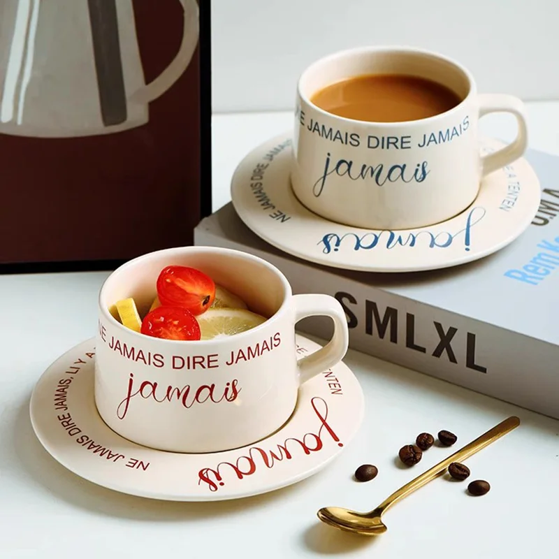 

Kawaii Latte Coffee Cup Espresso Porcelain Nordic Cute Tea Cup Travel Reusable Tazas Desayuno Originales Bone China Tea Set