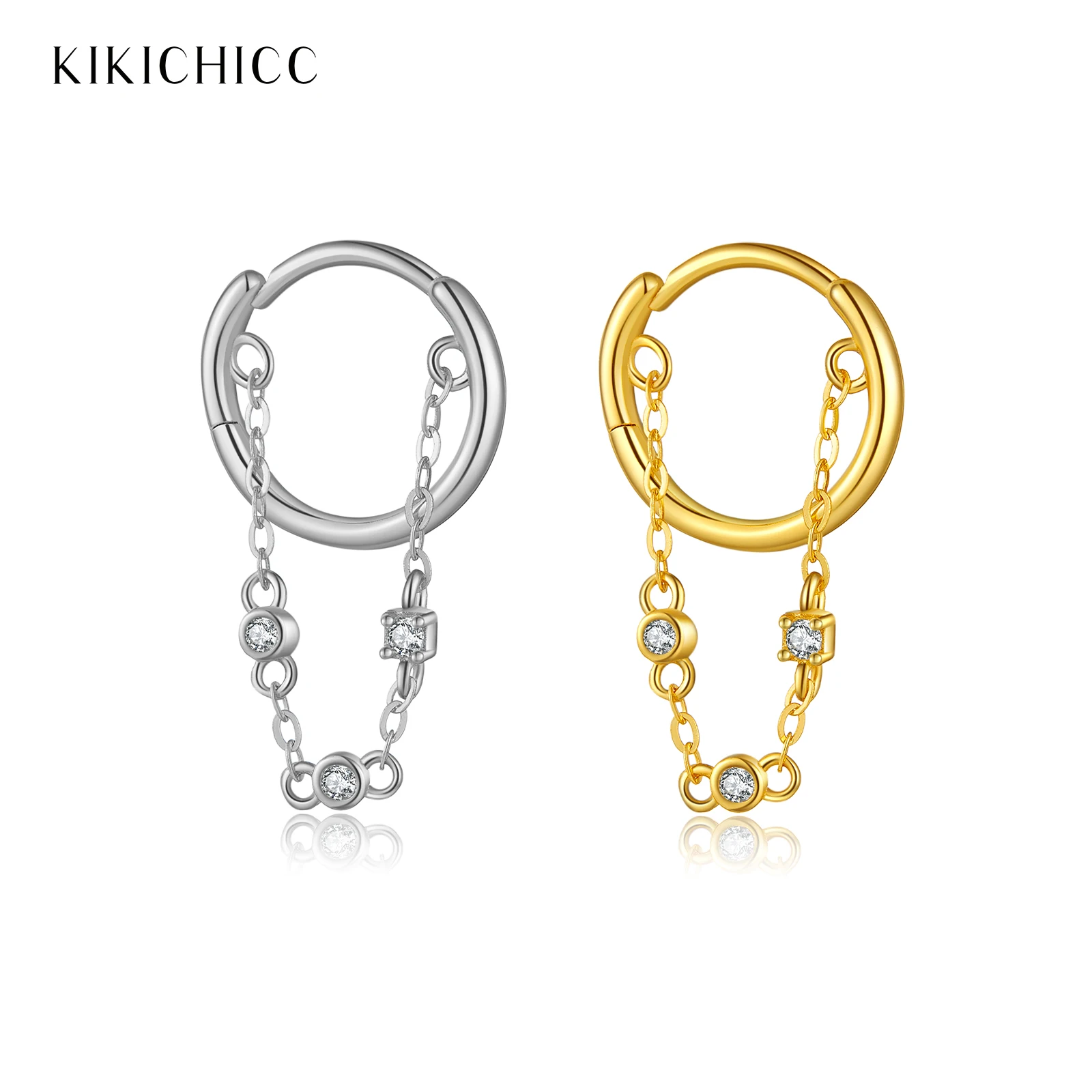 

Женские серьги-кольца KIKICHICC из стерлингового серебра 925 пробы с фианитами