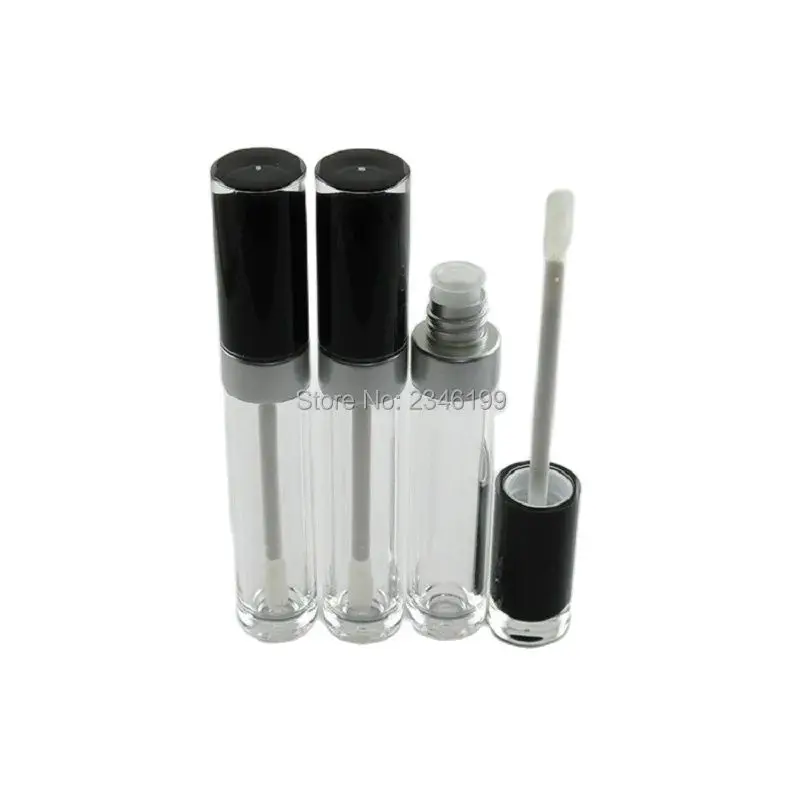 

40pcs 8ml Plastic Lip Gloss Tube Black Cap Clear Bottle Lipgloss Packaging Cosmetic Container Round Empty Lip Gloss Container