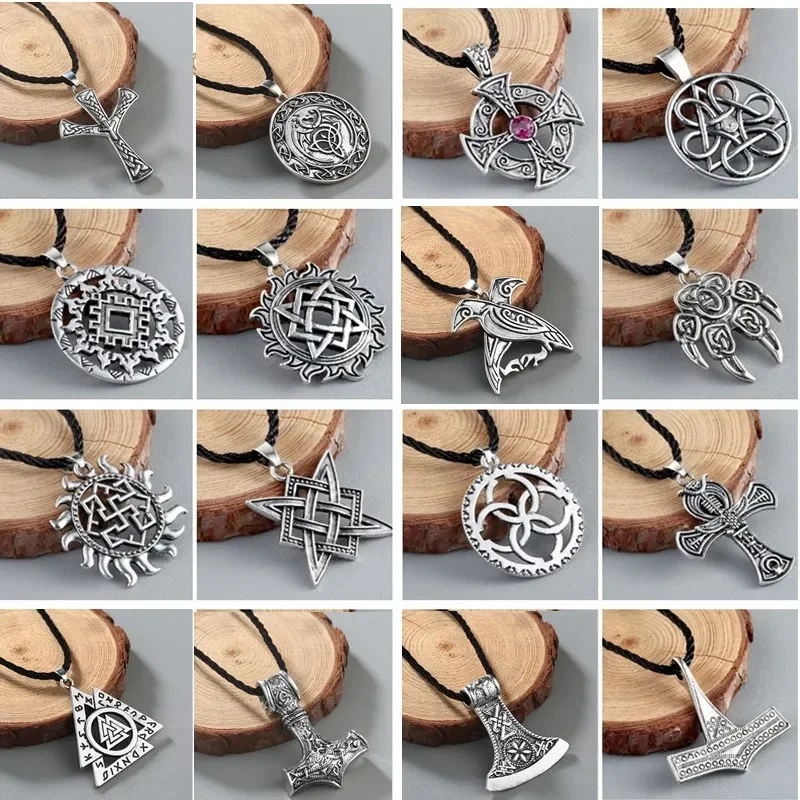 Viking Valknut Pendant Men's Necklace Women Round Pagan Religious Male Man Slavic  Steampunk Jewelry Tibetan Amulet