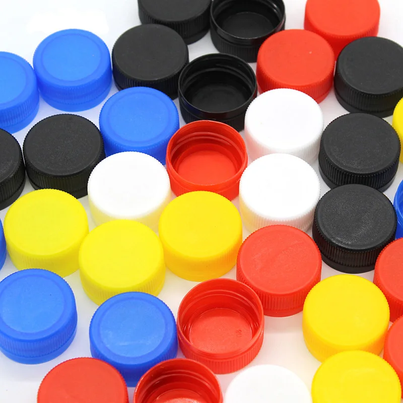 100Pcs 32x29x15mm Vibrant Multicolor Plastic Bottle Caps Reusable & Durable Assorted Colors for DIY Crafts Home Decoration