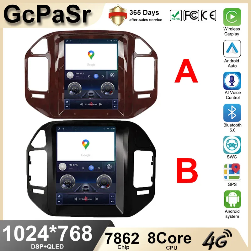 Rádio Automotivo Multimídia Android 16 de 9,7 polegadas para Mitsubishi Pajero 3 V60 V68 V73 1999-2011 com Carplay, Reprodutor de Vídeo, GPS, Navegação, Wi-Fi e DVD