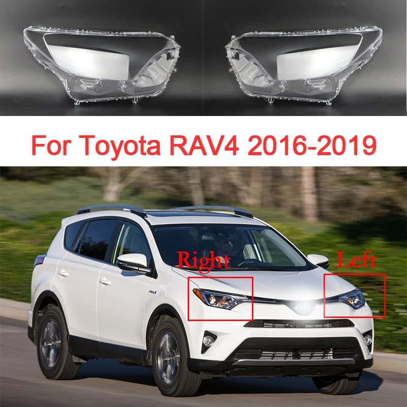 Car Headlight Glass For Toyota RAV4 2016 2017 2018 2019 Plexiglass Lens Replacement  Transparent Shell Car Accessories