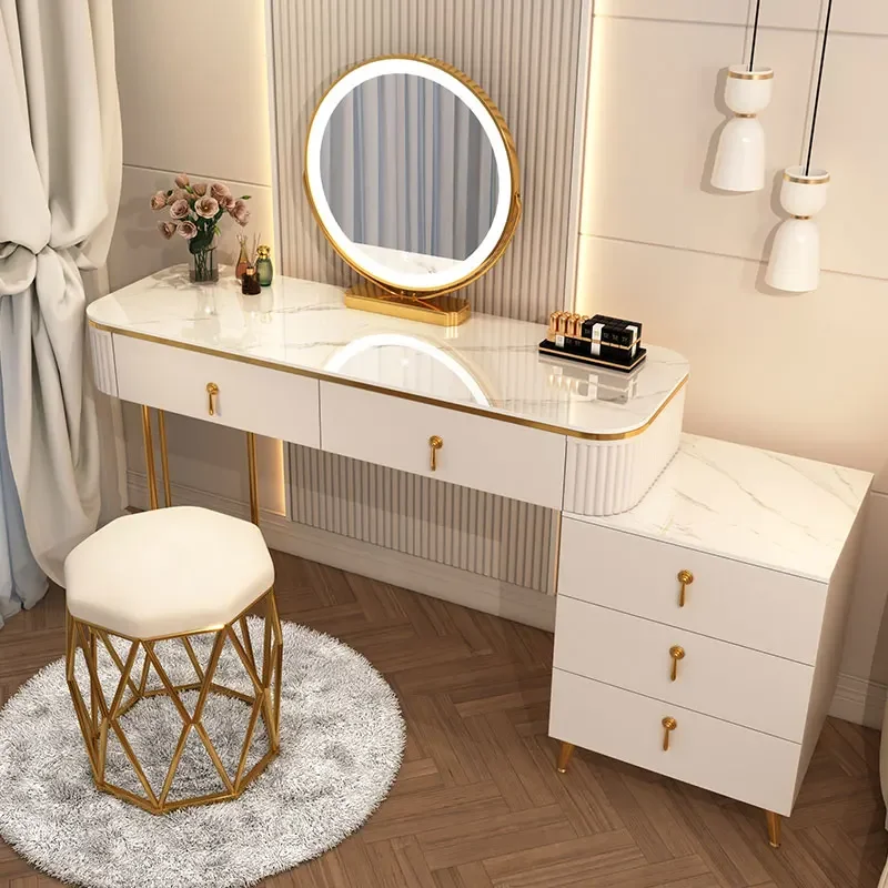 Luxury Mirror Vanity Table Beauty Bedroom European Storage Vanity Table Simple Nordic Coiffeuse De Chambre Home Furniture