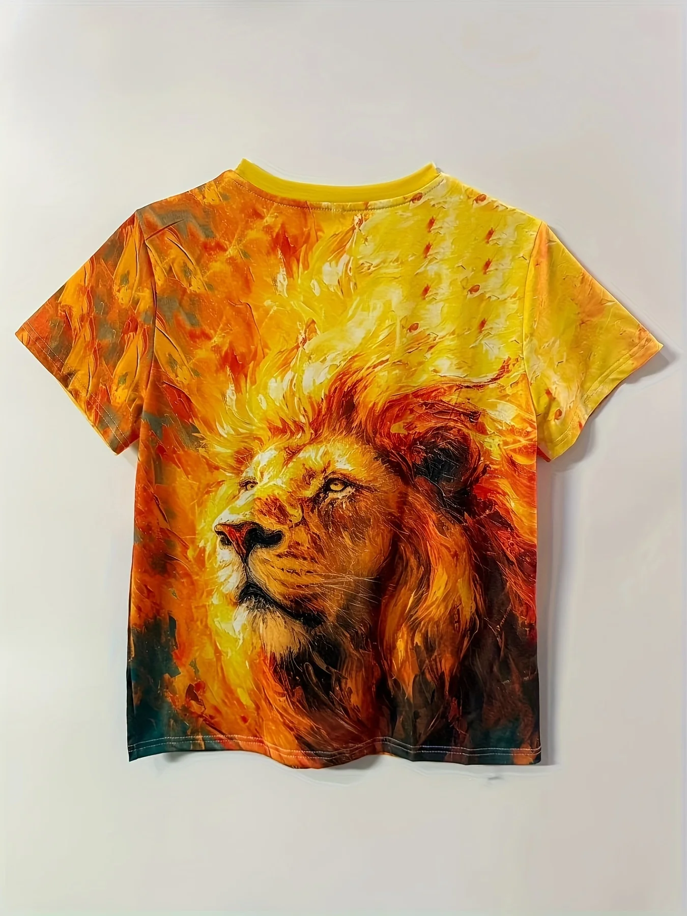 Women's T‑shirt Vivid Oil Painting Lion Head Art Print Short Sleeve Crew Neck Summer Casual Daily Tops Women Clothing