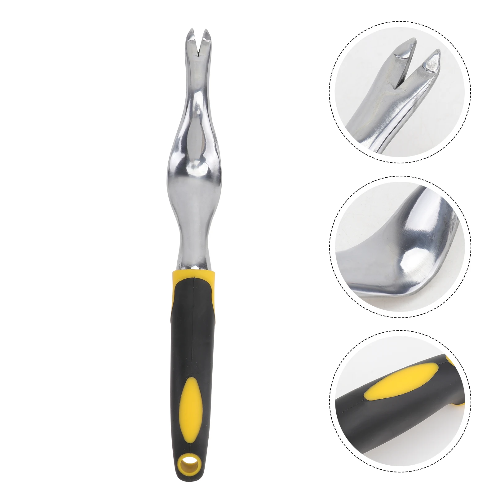 

Manual Weeder Fork Ergonomic Handle Weed Puller Die-Cast Aluminum Garden Tool Lightweight Rust Resistant Curved Head For