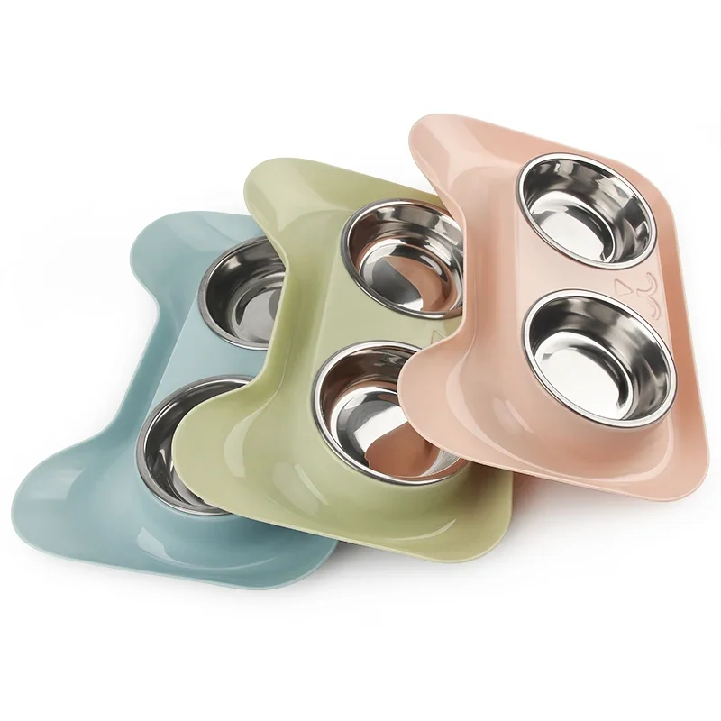 Cute Cat Bowl Pet Bowls Dog Food Double Bowl Pet Cat Water Elevated Feeder Fish shaped cat bowl Spoon for cat food Cute bowl Dog