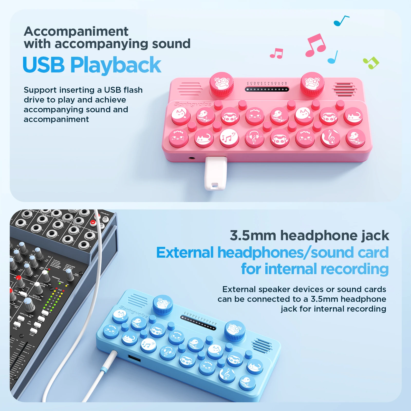 

Портативная музыкальная клавиатура Springvoice Pocket: мини-электронное пианино с интеллектуальным MIDI, 1600 мАч, настраиваемая музыкальная карта, MIDI-пианино