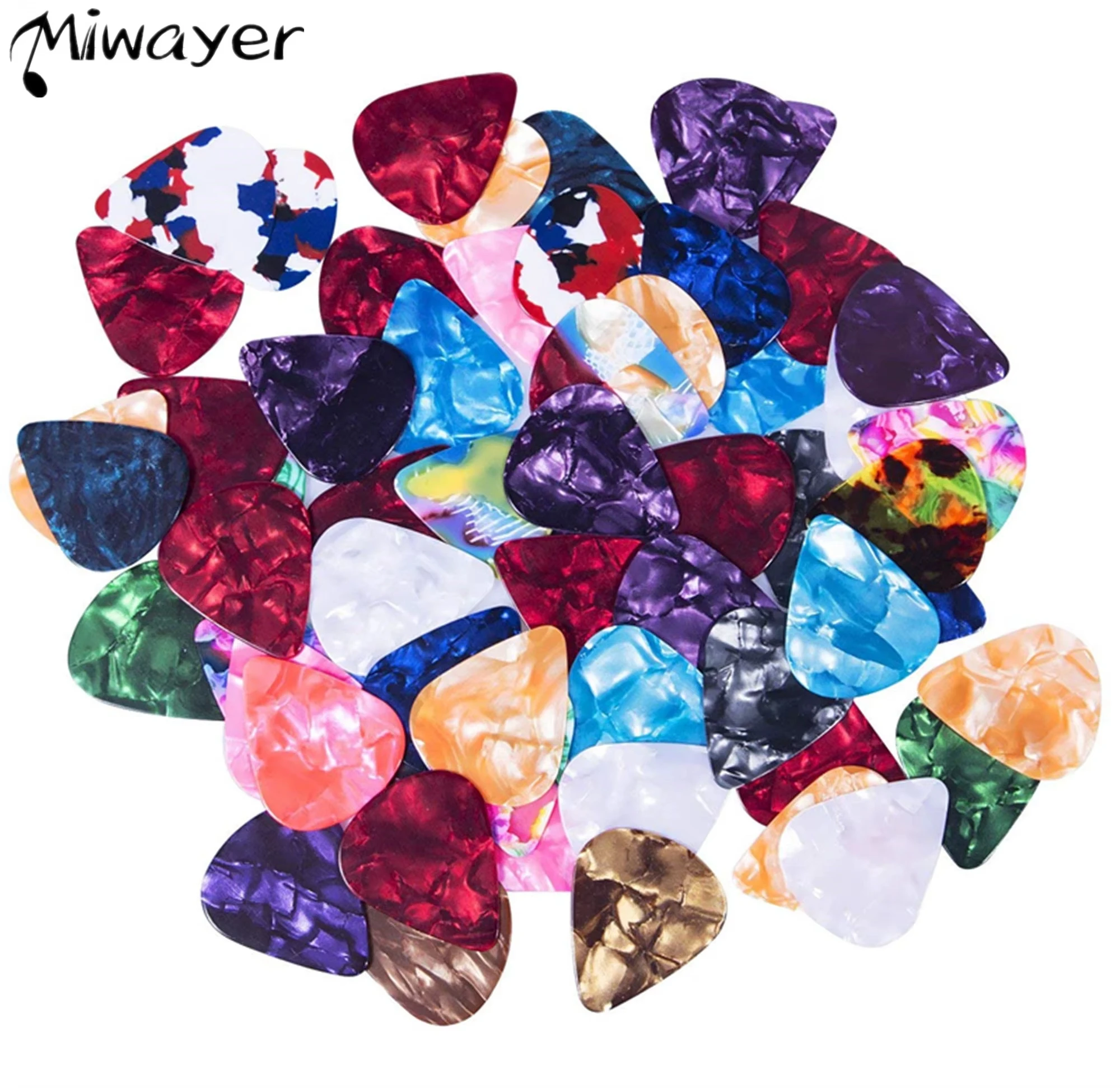 Heavy Gauge Guitar Picks Sampler Pack | 50 Mixed Color Celluloid Picks – Pearl Variety for All Playing Styles