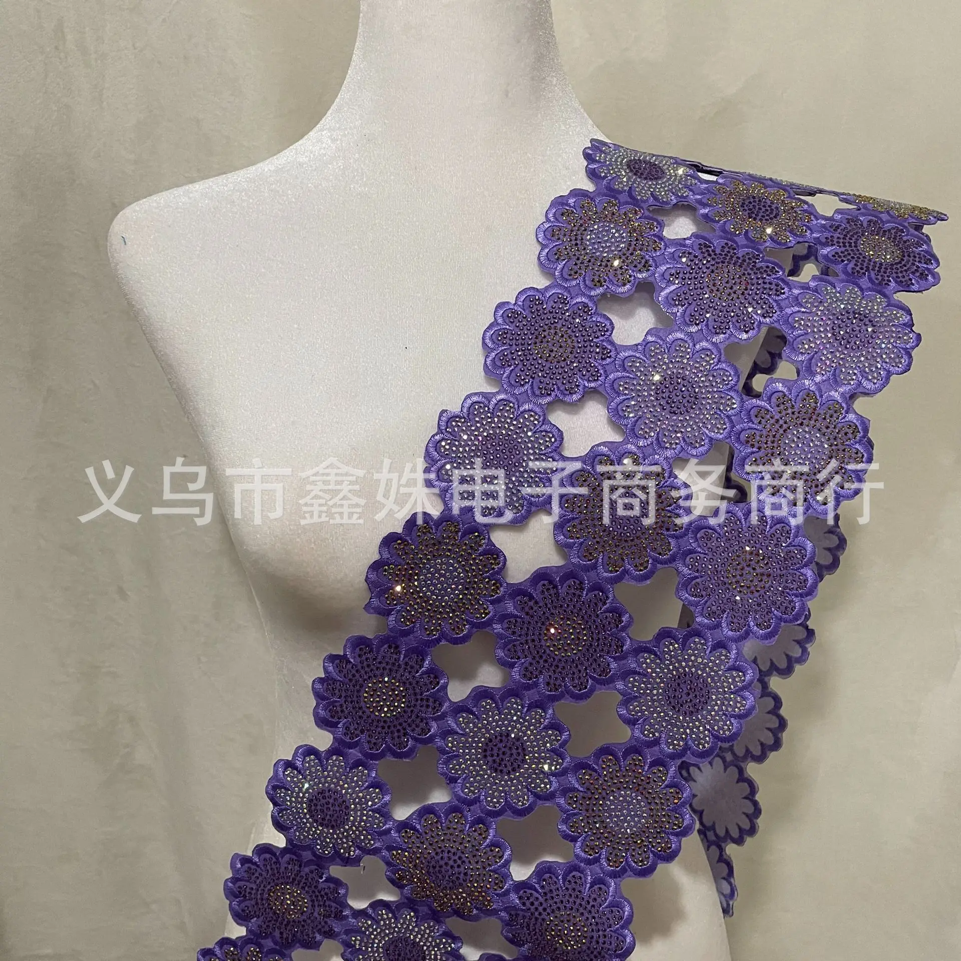 2026 Ethnic Lace Clothing Clothing Accessories, Fashionable Velvet Rhinestone Barcode Clothing Accessories
