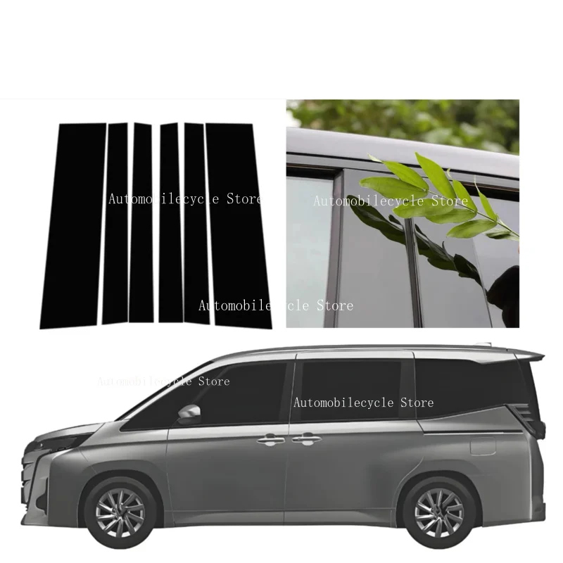 Door Window Pillar Posts Door Trim Cover Stickers Fit For Toyota Noah Voxy R90 2022-2023 6pcs Glossy Black Silver Carbon