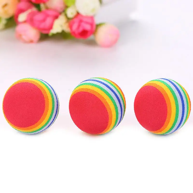 Colorful Pet Toy Balls Rainbow Foam Ball Interactive Cat Toys Chewing Rattle Scratch Natural Foam Ball Training Pet Supplies