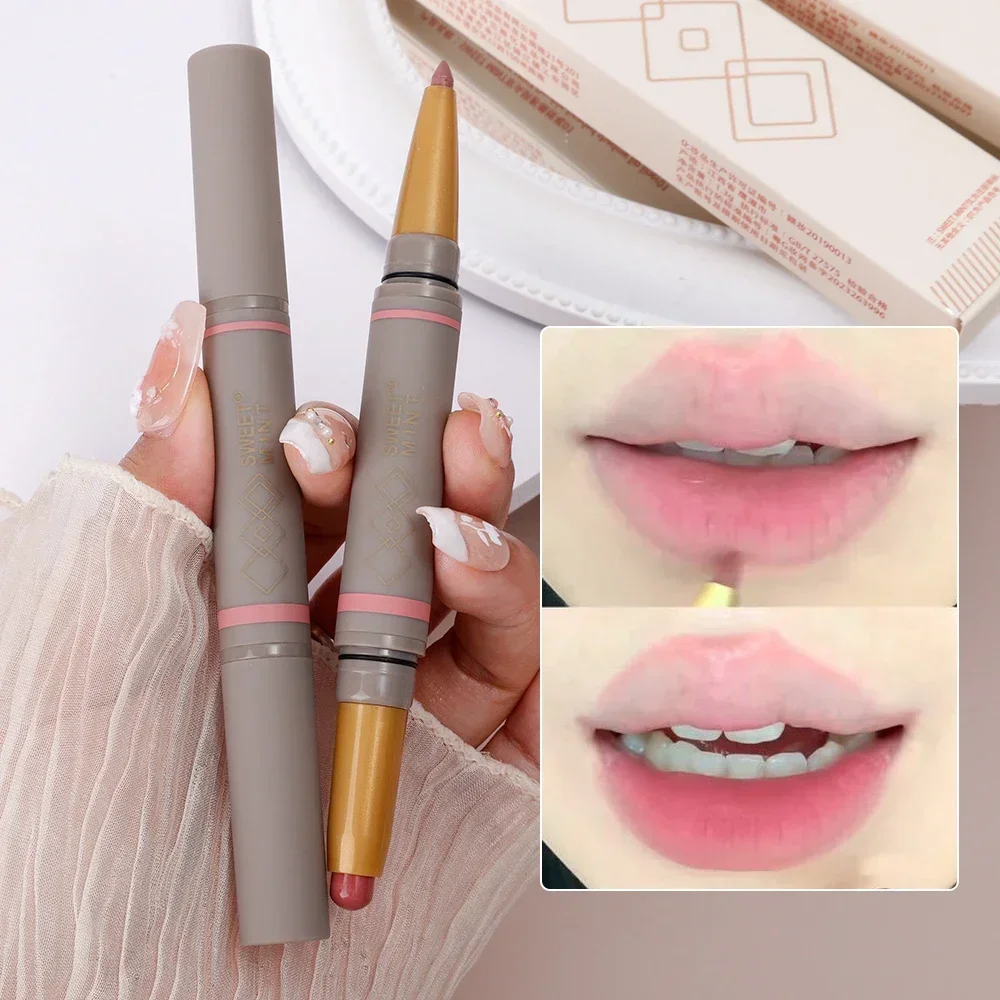 Waterdichte dubbele matte lipliner-pen Blijvende opvullende lippenstift Natuurlijke omtrek Lipcontourlijn Make-up Lipliner-potlood