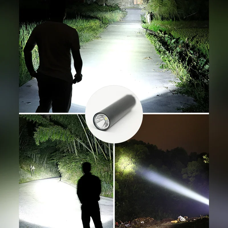 Mini LED Flashlight USB Rechargeable Torch Strong Light Portable Flashlight Waterproof Lamp Outdoor Camping Fishing Flashlight