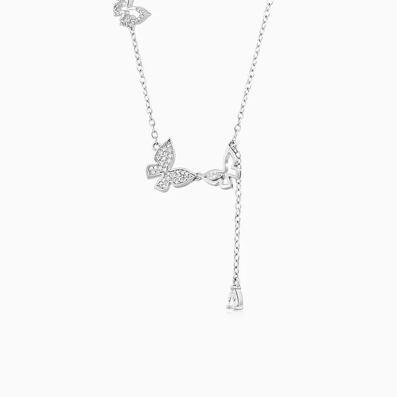 Silver Tassel Butterfly Necklace Women's Light Luxury Temperament High-end Fashion Versatile Exquisite Ins Clavicle Chain