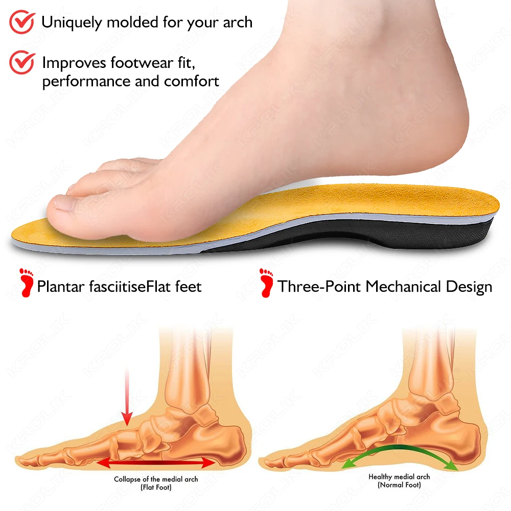 Suede EVA Plantar Fasciitis Pain Relief Orthopedic Insole Men Women Sneaker Flat Feet High Arch Support Orthotic Insert Sole