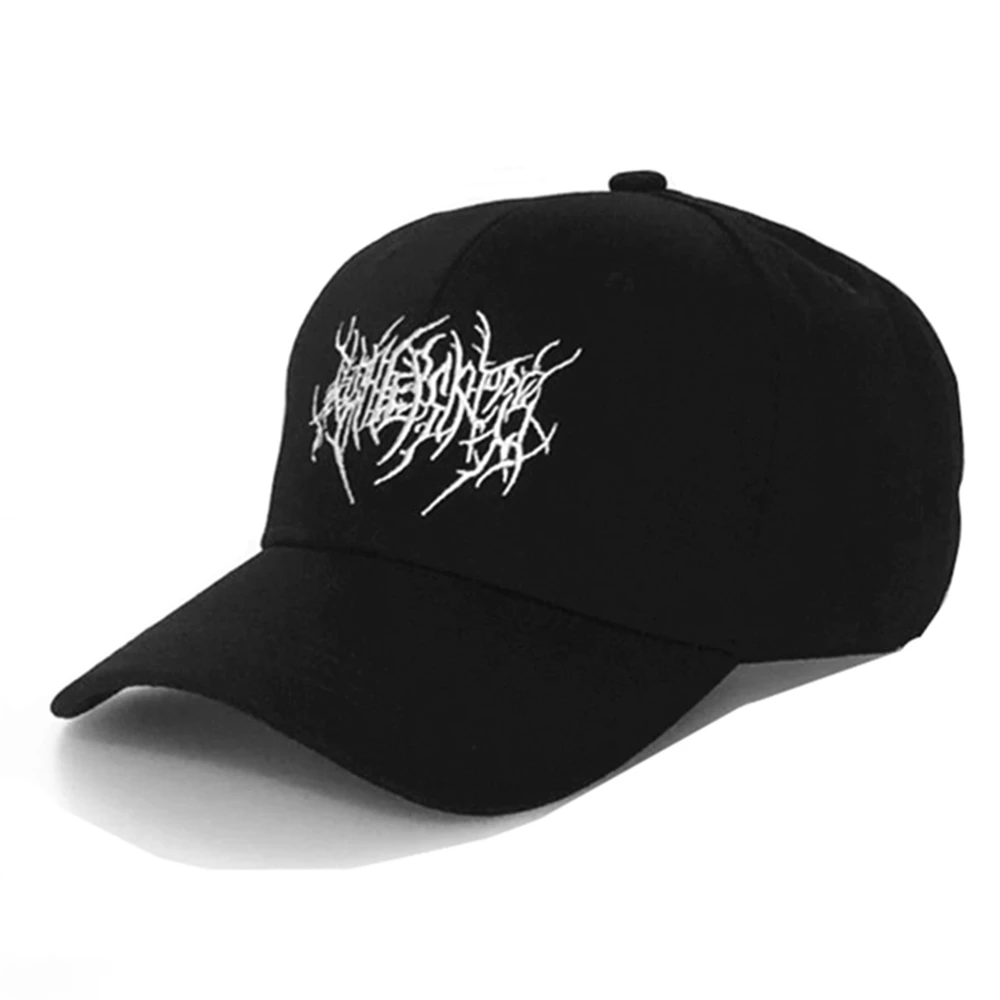 Embroidery Gothic Street Punk Frauen Baseball Cap Men Cotton Adjstable Pure Black Sports Caps Women Hip Hop Dad Hat New