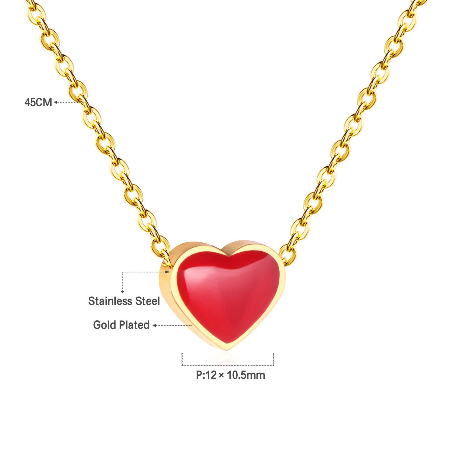 LUXUKISSKIDS Red Heart Charms Pendant Necklace Y2K Cute Tiny Love Heart Choker Babygirls Stainless Steel Jewelry Christmas Gifts