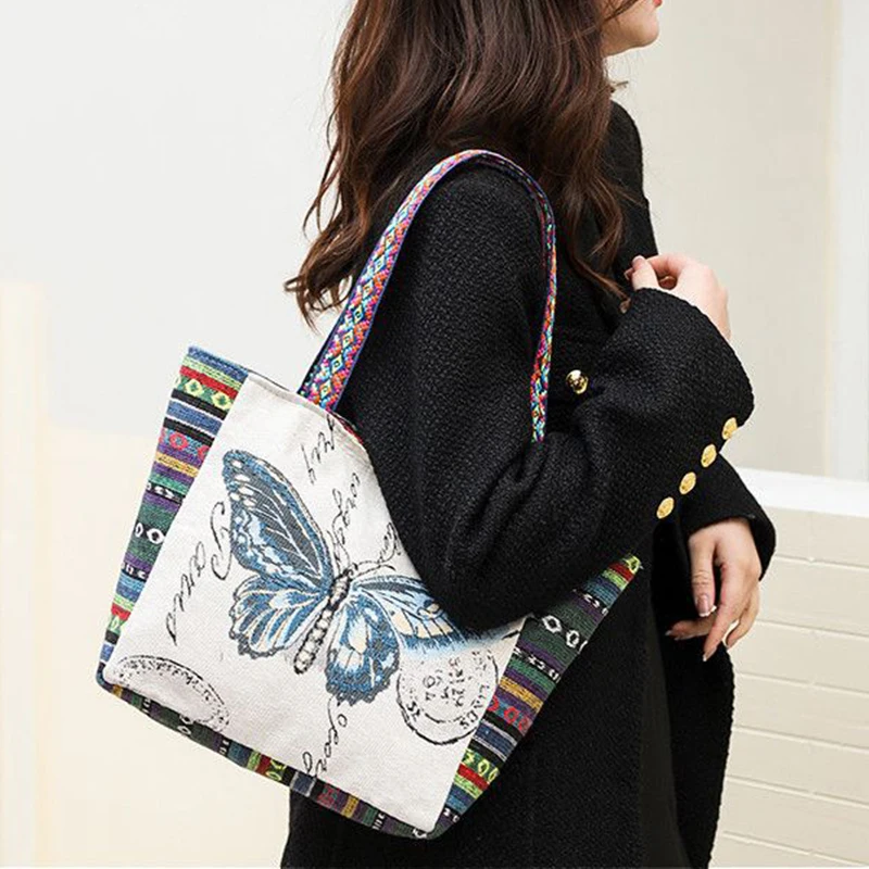 Neue ethnische Art Umhängetasche Büro Handtasche Student Leinwand Stickerei Elefant lässig Reise Lagerung Einkaufstasche für Frauen – Detail 8