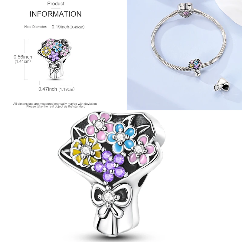 925 Sterling Silber Liebesherz Paar Familie Rose Motorrad Charm-Perlen DIY Armband Halskette Jubiläumsgeschenk für Frauen – Detail 21