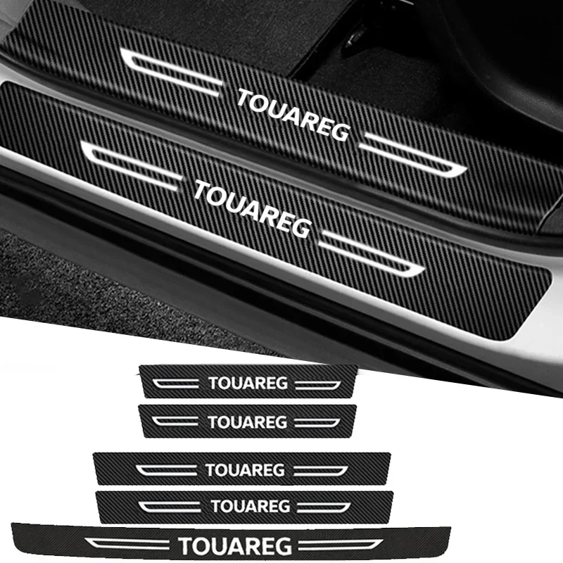 Car Decals for VW Touareg Logo Door Threshold Protective Anti Scratch Stickers Trunk Doorsill Bumper Strips Decor