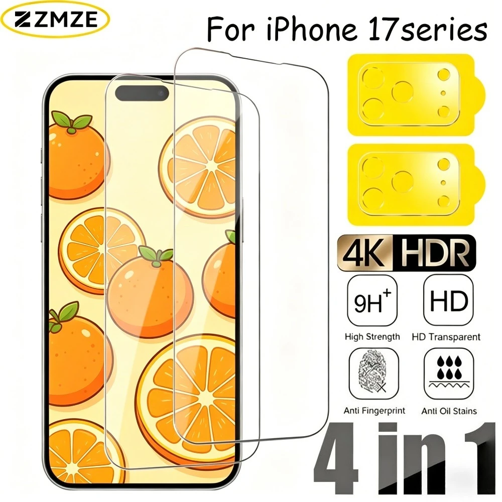 

4-in-1 Ultra Clear Screen Protector for iPhone 17 16 15 Pro Max 16e 17e Air Camera Lens Glass for iPhone 15 14 Plus 14 13 12 Pro