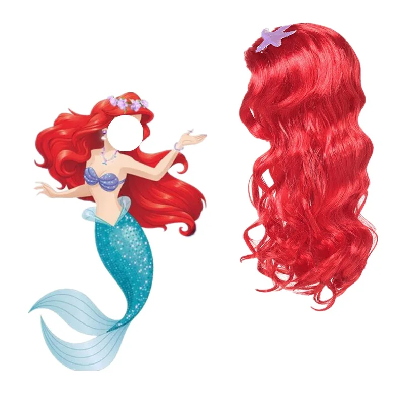 Little Mermaid Ariel Accessories for Girls Crown Necklace Hair Hoop Wig Glove Set Christmas Birthday Party Cosplay Accessories