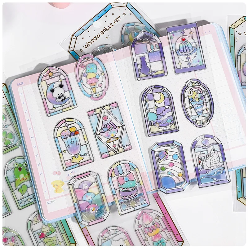 20 قطعة مجموعة موضة جديدة متعددة الألوان زجاج نافذة ملصق مائي الرجعية اليدوية مجلة DIY بها بنفسك زخرفة خلفية لغز ملصق فتاة هدية