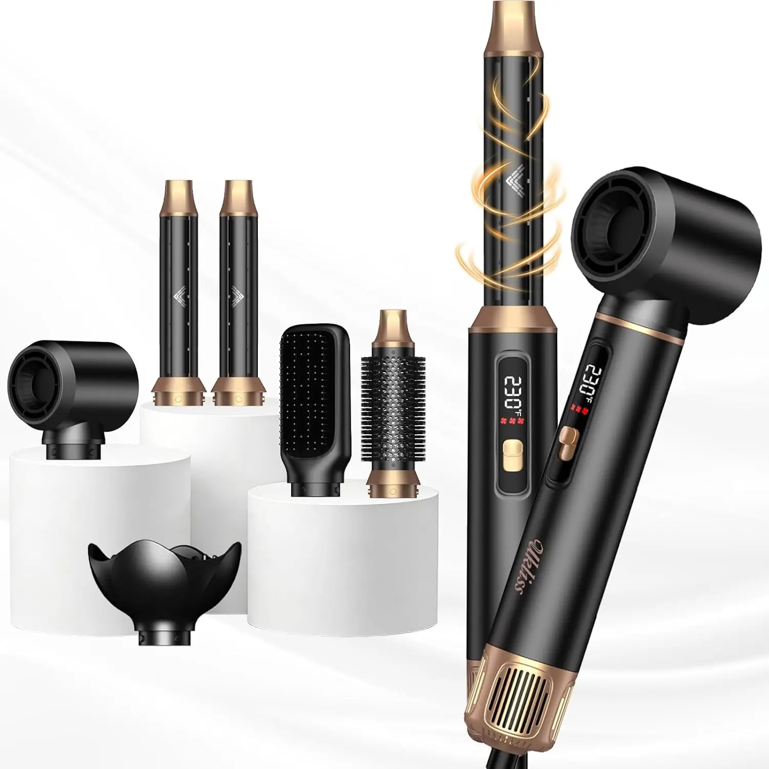 

6 in 1 Hair Dryer Brush & Air Styler, Professional Blowout Brush with LCD Screen, Multi-Styler for Volume & Shine, 122°F-230°F Precision Heat, ALCI Safety Plug