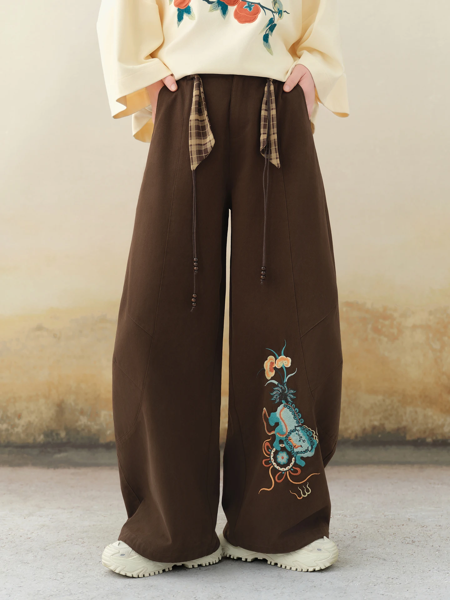 

Original Summer New Loose Slimming Casual Pants Women's Cotton Embroidered Long Trousers Comfortable l Waistwear