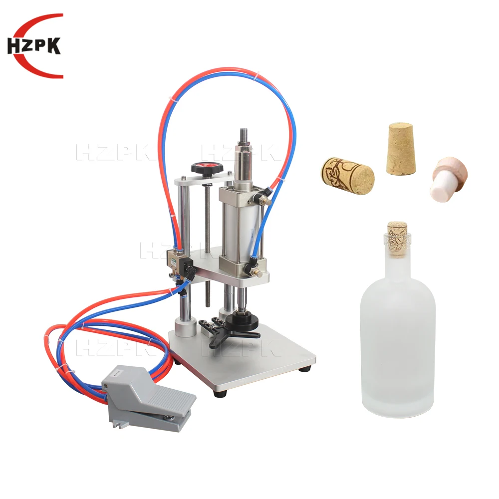 HZPK Desktop Simple Portable Pneumatic 10mm Mouth Glass Bottle Wine Gin Spirit Drink Capacity Liquor Pressing Capping Machine