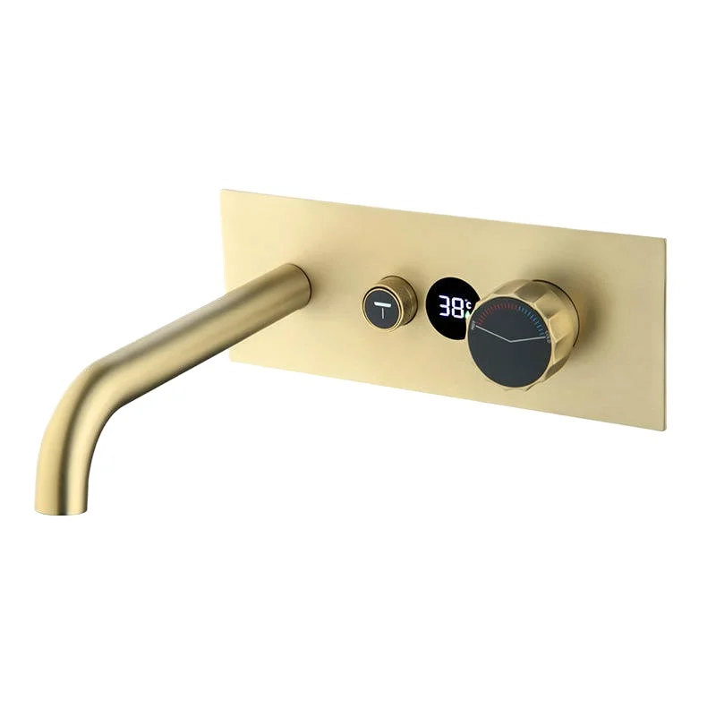

All-copper wall brushed gold constant temperature embedded in wall water outlet concealed washbasin digital display basin faucet