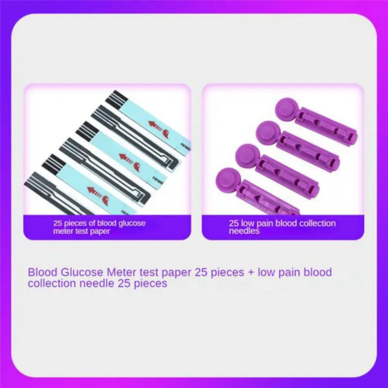 AC57-Blood Glucose Test Strip,Glucometer Glucose Monitoring 25 PCS Strips 25 Needles