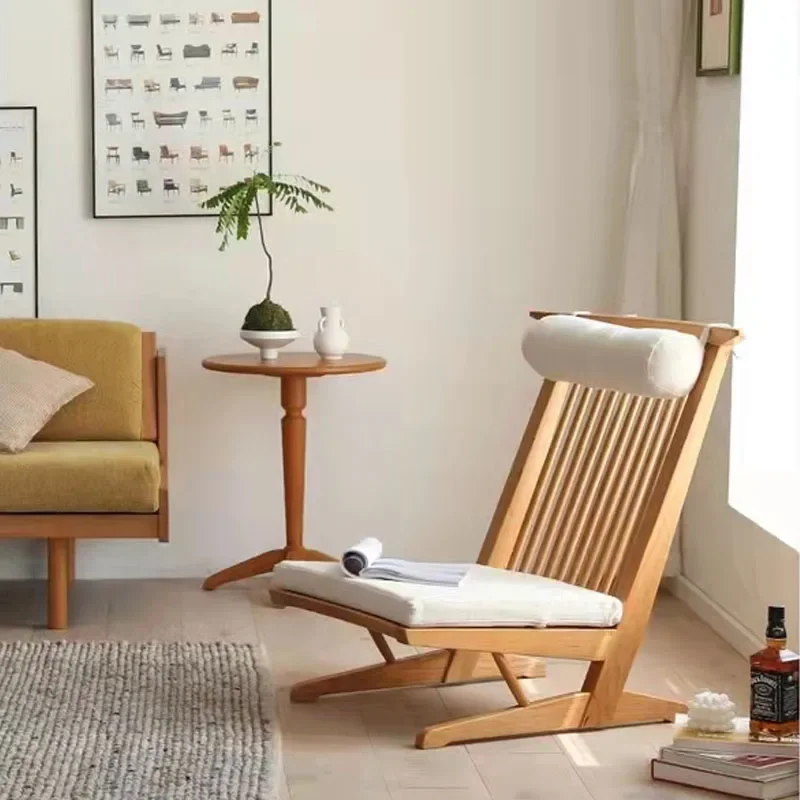 Quiet Solid Wood Casual Single Chair Designer Nakajima Hashimoto Homestay Living Room Lazy Sof