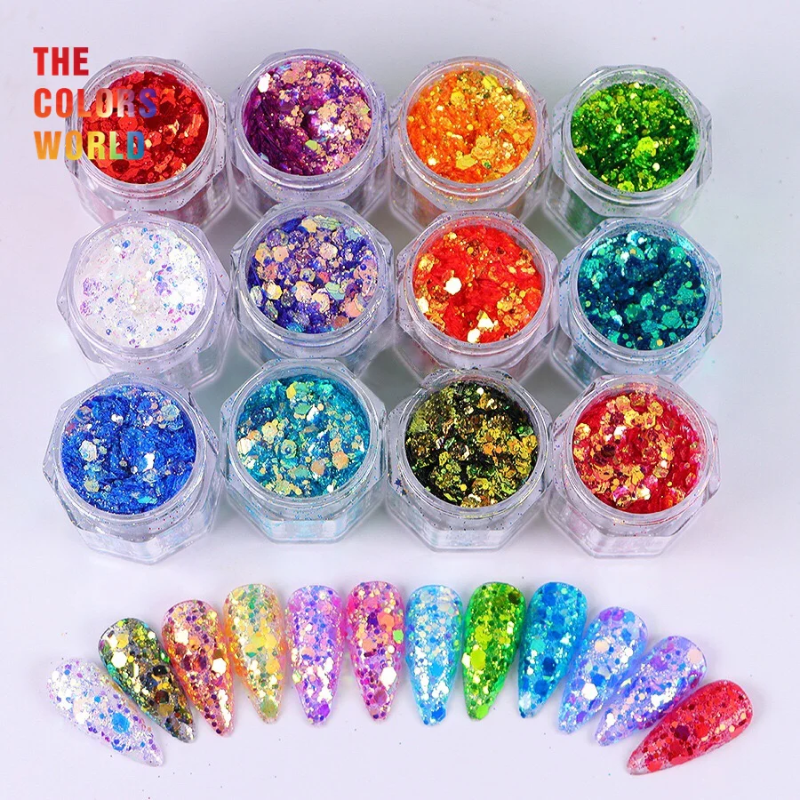 

TCT-709 Chunky Nails Glitter High Bright Iridescent Rainbow Decoration Manicure uñas Festival Accessories DIY Wholesale Supplier